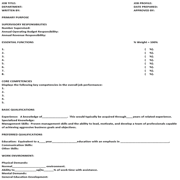 example job questionnaire