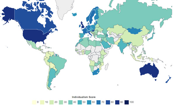 map of individualist countries