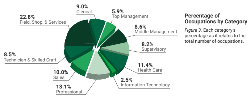 Percentage of Occupations by Category