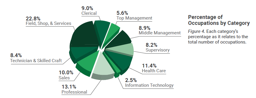 Percentage of Occupations by Category