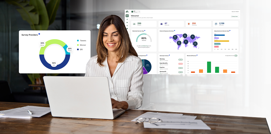 Woman at desk using ERI software.